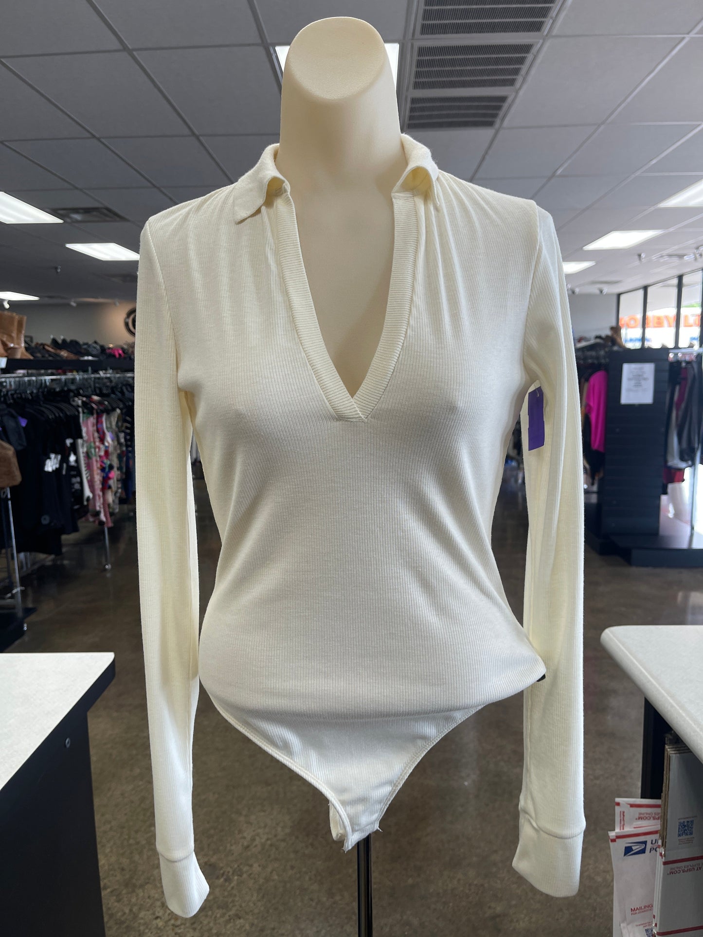 Cream Top Long Sleeve Free People, Size M