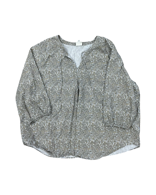 Top 3/4 Sleeve By St Johns Bay In Cream & Tan, Size:2X