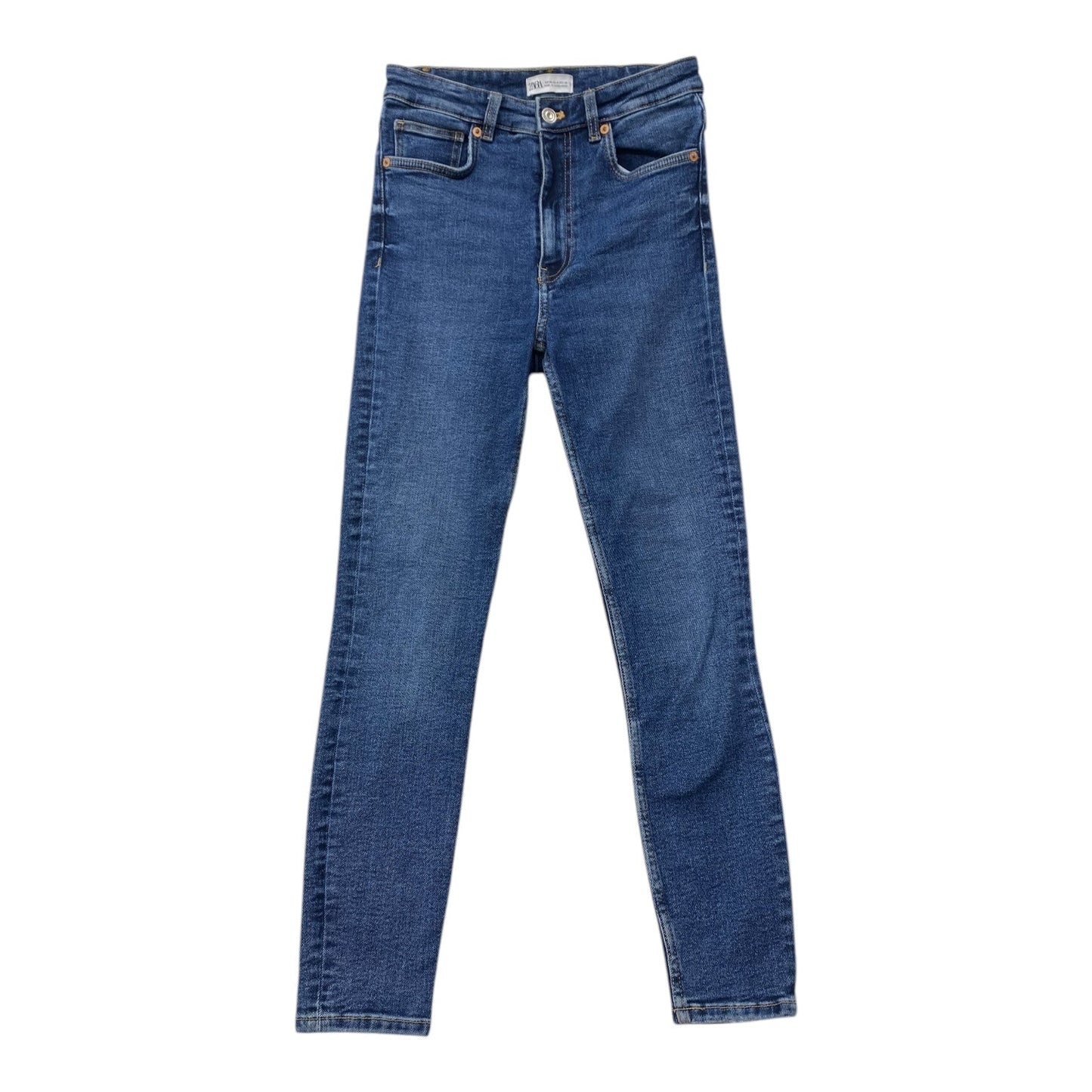 Jeans Skinny By Zara In Blue Denim, Size:6