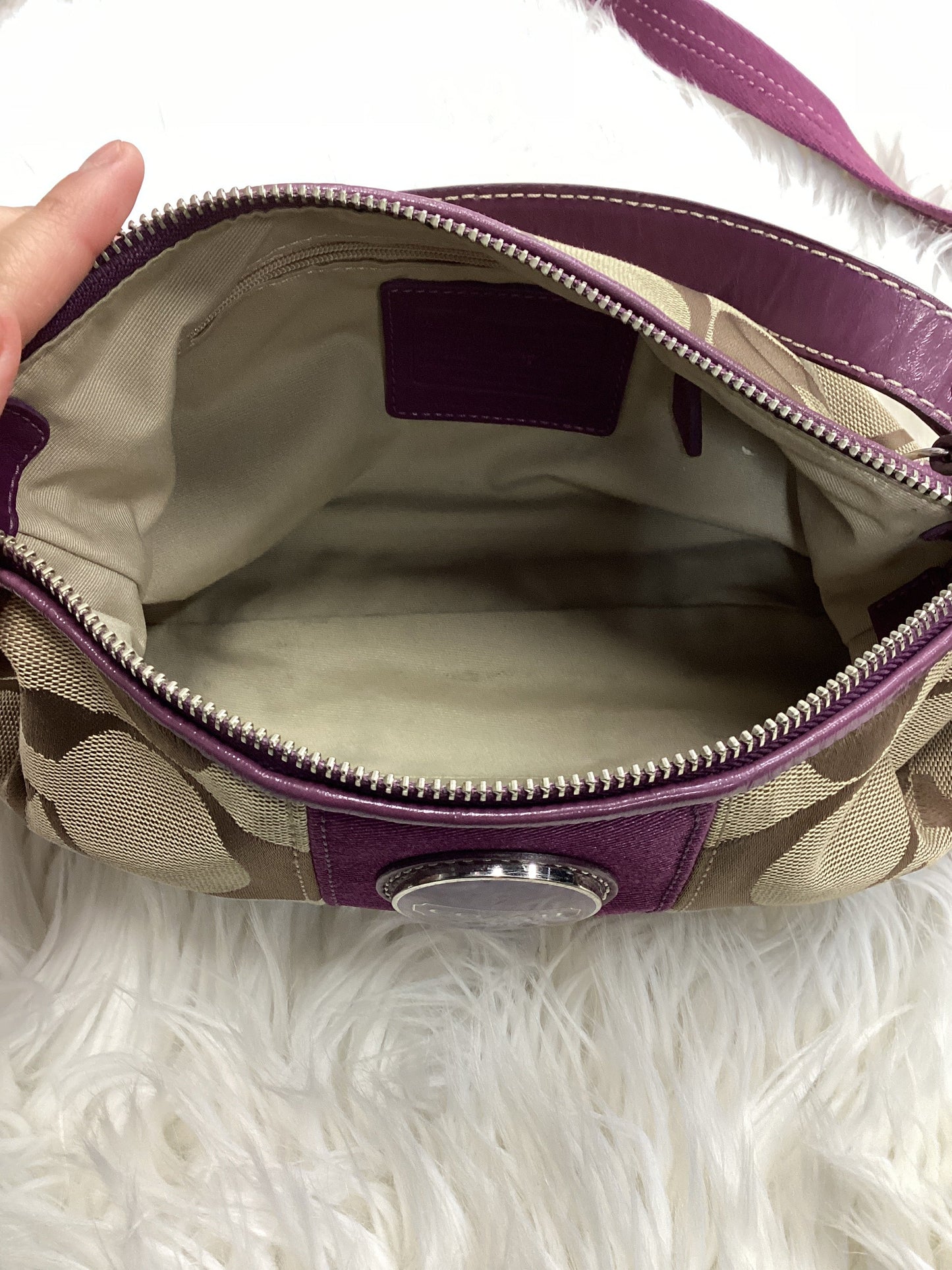 Handbag Designer By Coach In Purple, Size:Medium