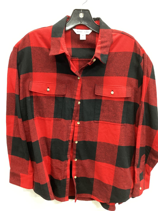 Blouse Ls By Old Navy In Black & Red, Size:M