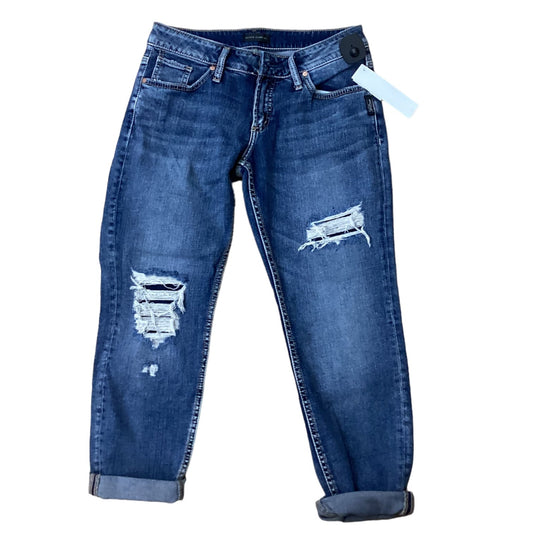 Blue Denim Jeans Straight Silver, Size 8
