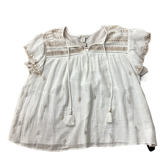 Tan & White Top Short Sleeve Rachel Zoe, Size 1x