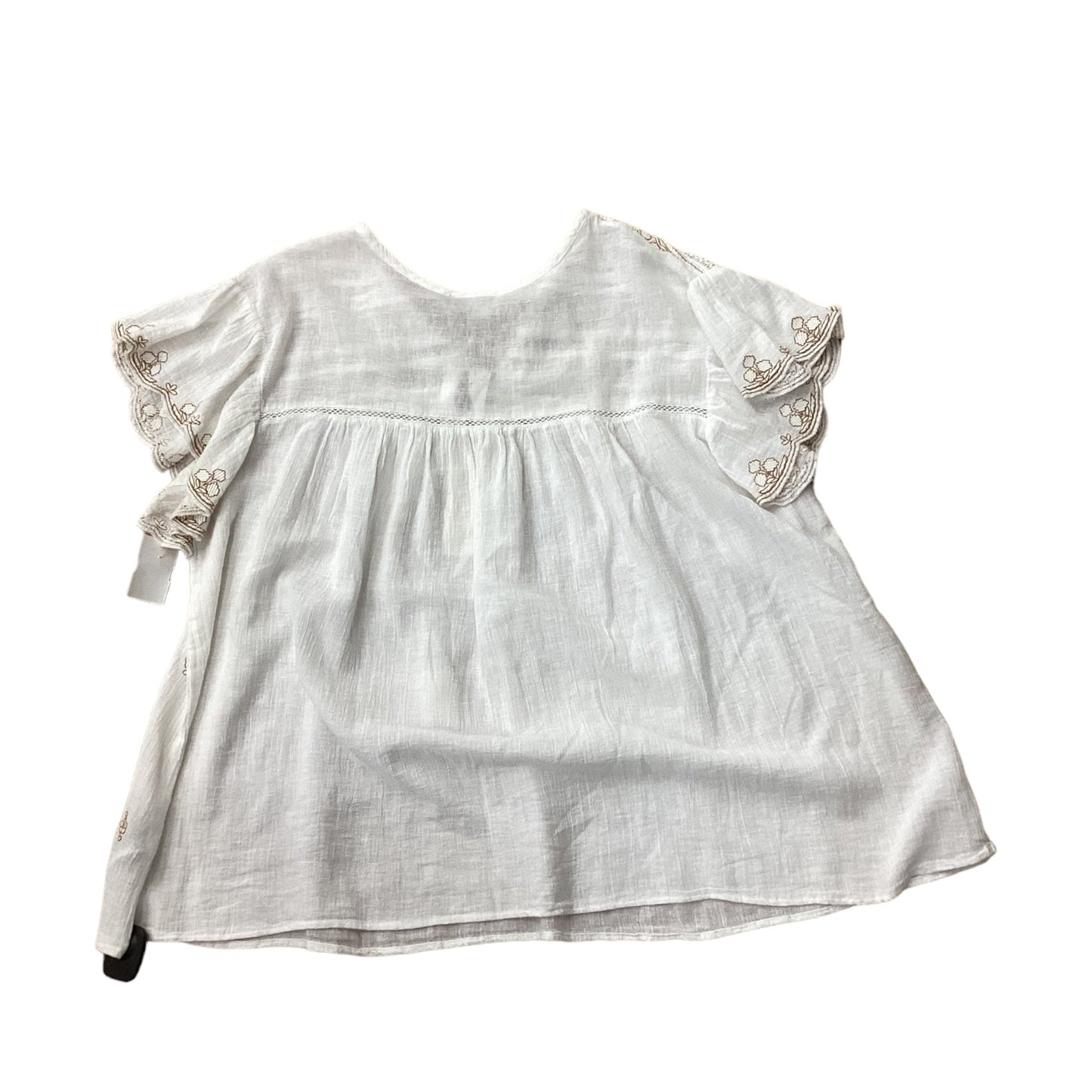 Tan & White Top Short Sleeve Rachel Zoe, Size 1x