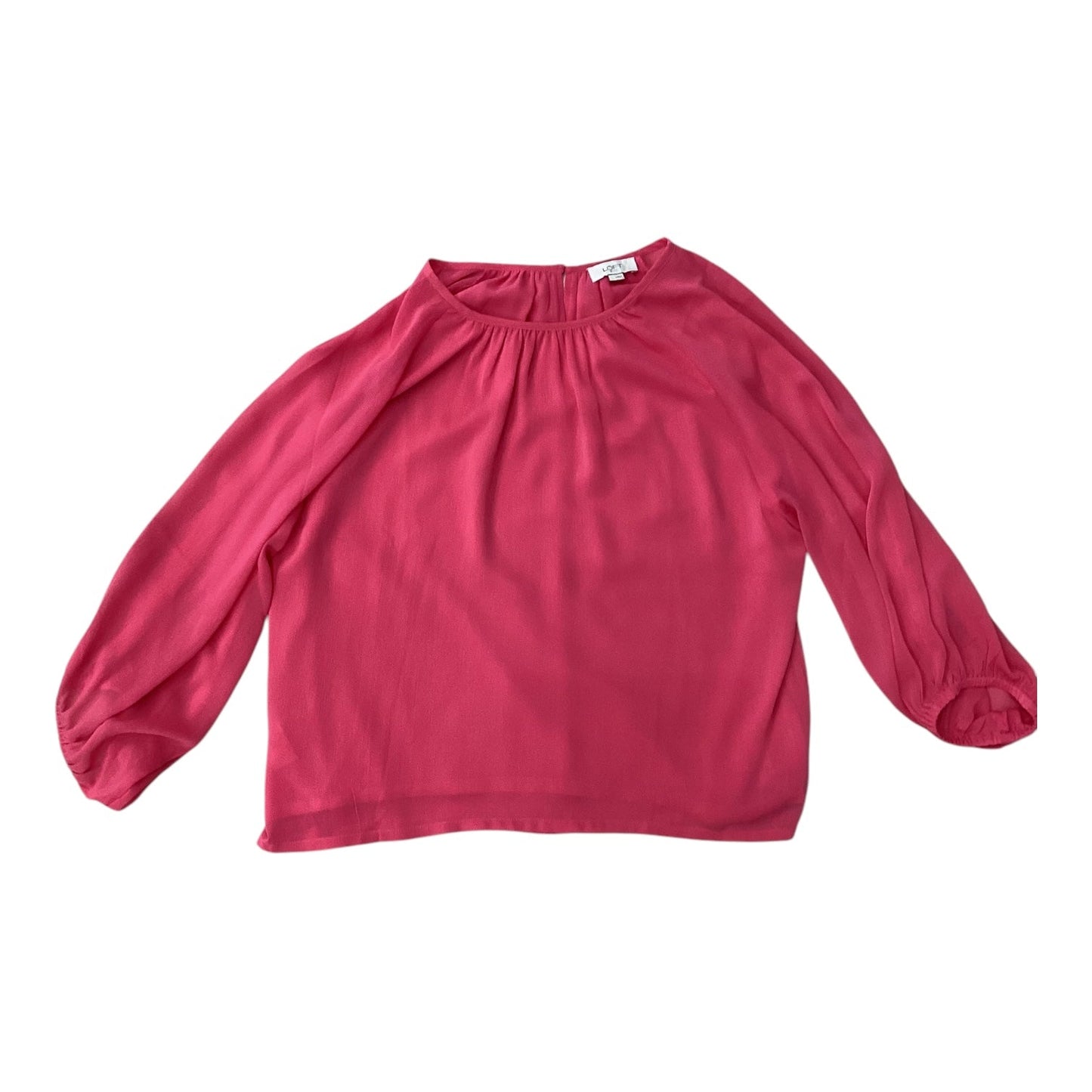 Blouse Long Sleeve By Loft In Pink, Size: L