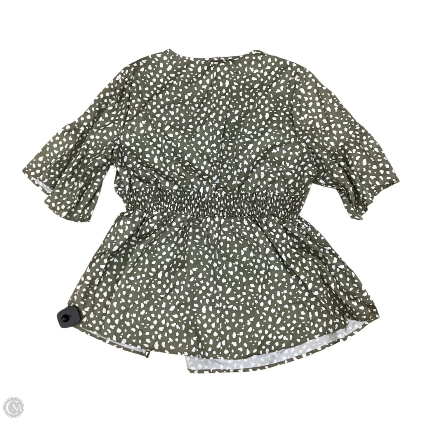 Blouse Short Sleeve By Clothes Mentor In Green & White, Size: L