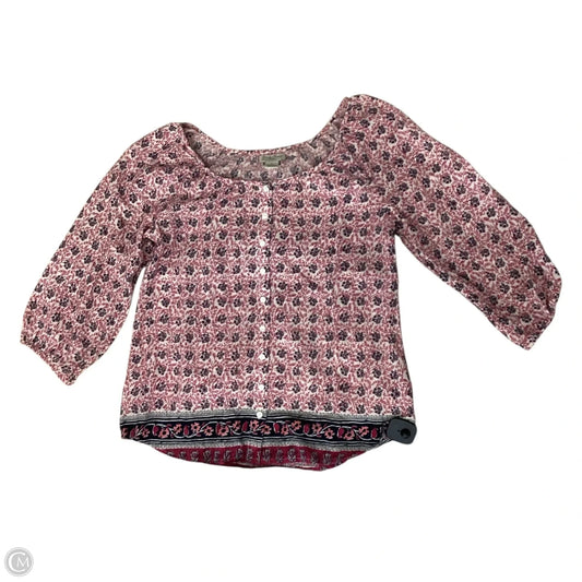 Blouse Long Sleeve By Lucky Brand In Floral Print, Size: Xs
