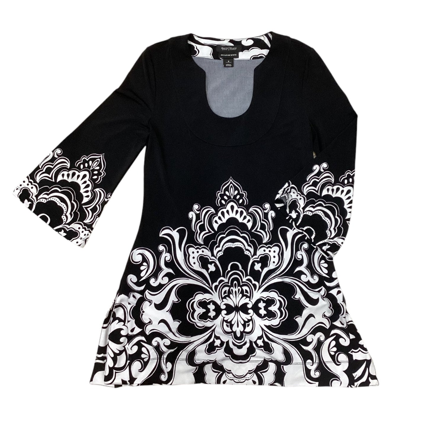 Top 3/4 Sleeve By White House Black Market In Black & White, Size: S