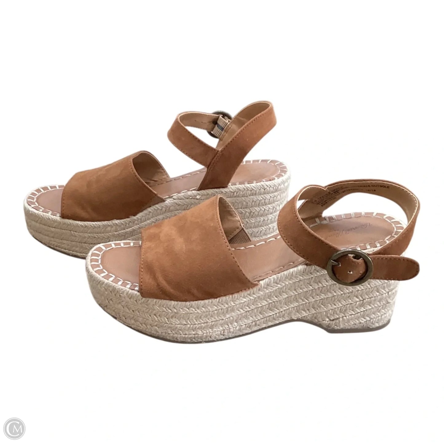 Sandals Heels Wedge By Universal Thread In Brown & Tan, Size: 7.5