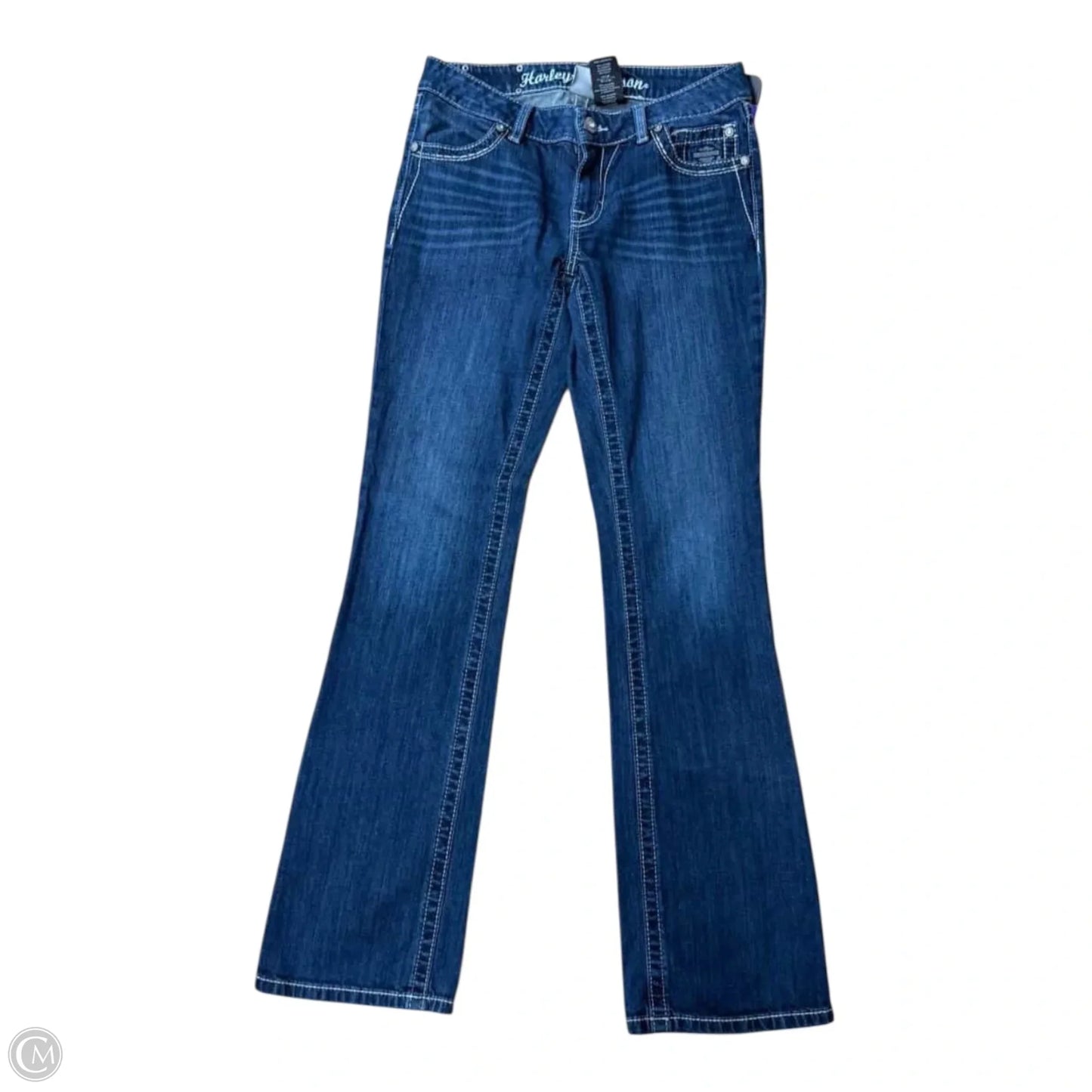 Jeans Boot Cut By Harley Davidson In Blue Denim, Size: 4