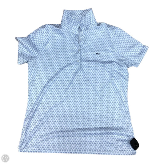 Athletic Top Short Sleeve By Vineyard Vines In Blue & White, Size: M
