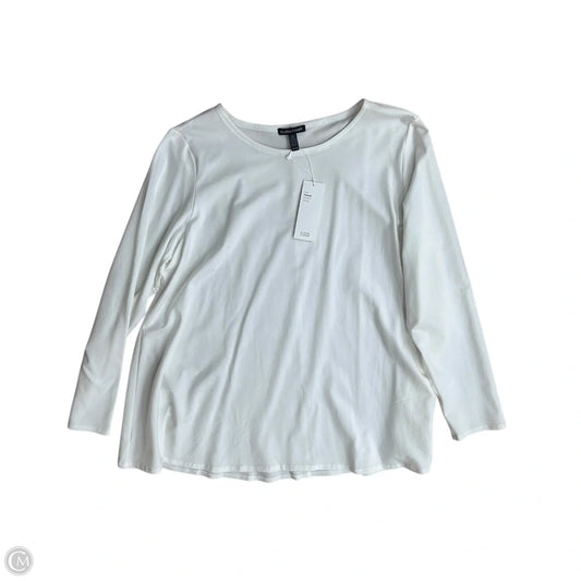 Top Long Sleeve Basic By Eileen Fisher In White, Size: Xl