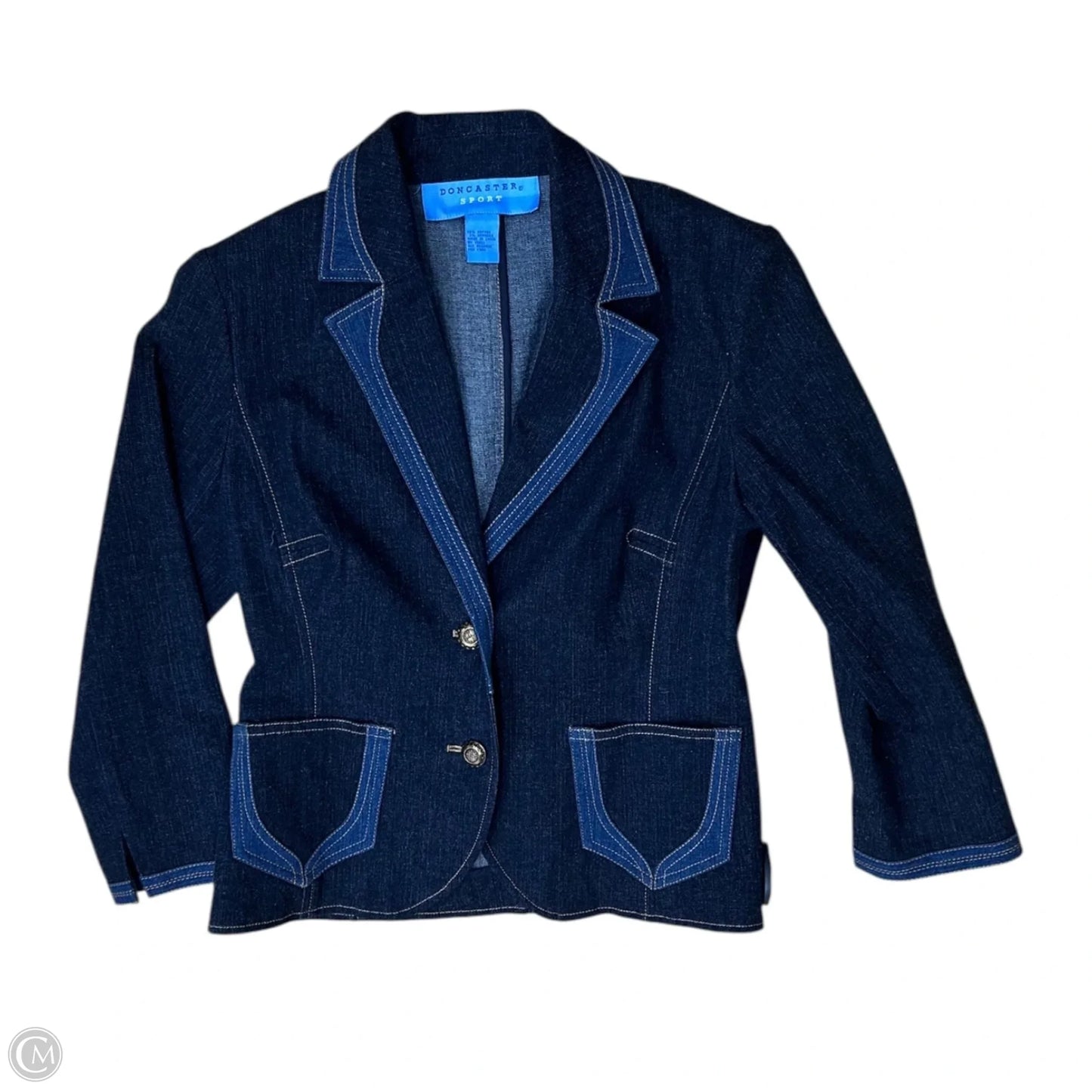 Blazer By Doncaster In Blue Denim, Size: 4
