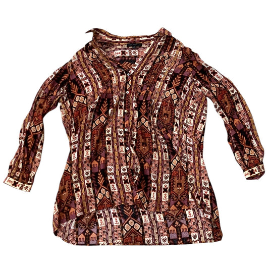 Blouse Long Sleeve By Jane And Delancey In Multi-colored, Size: M