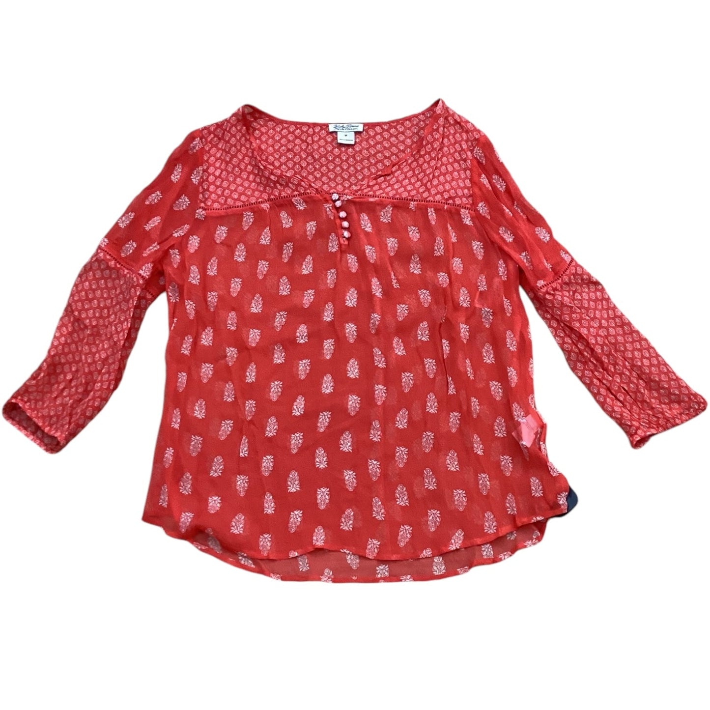 Top 3/4 Sleeve Designer By Lucky Brand In Red, Size: M