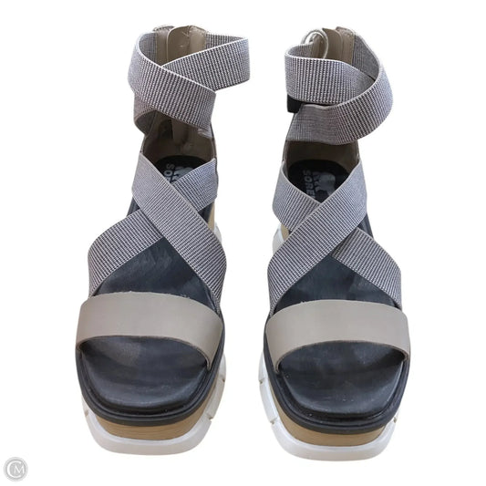 Sandals Heels Wedge By Sorel In Grey & Tan, Size: 7.5