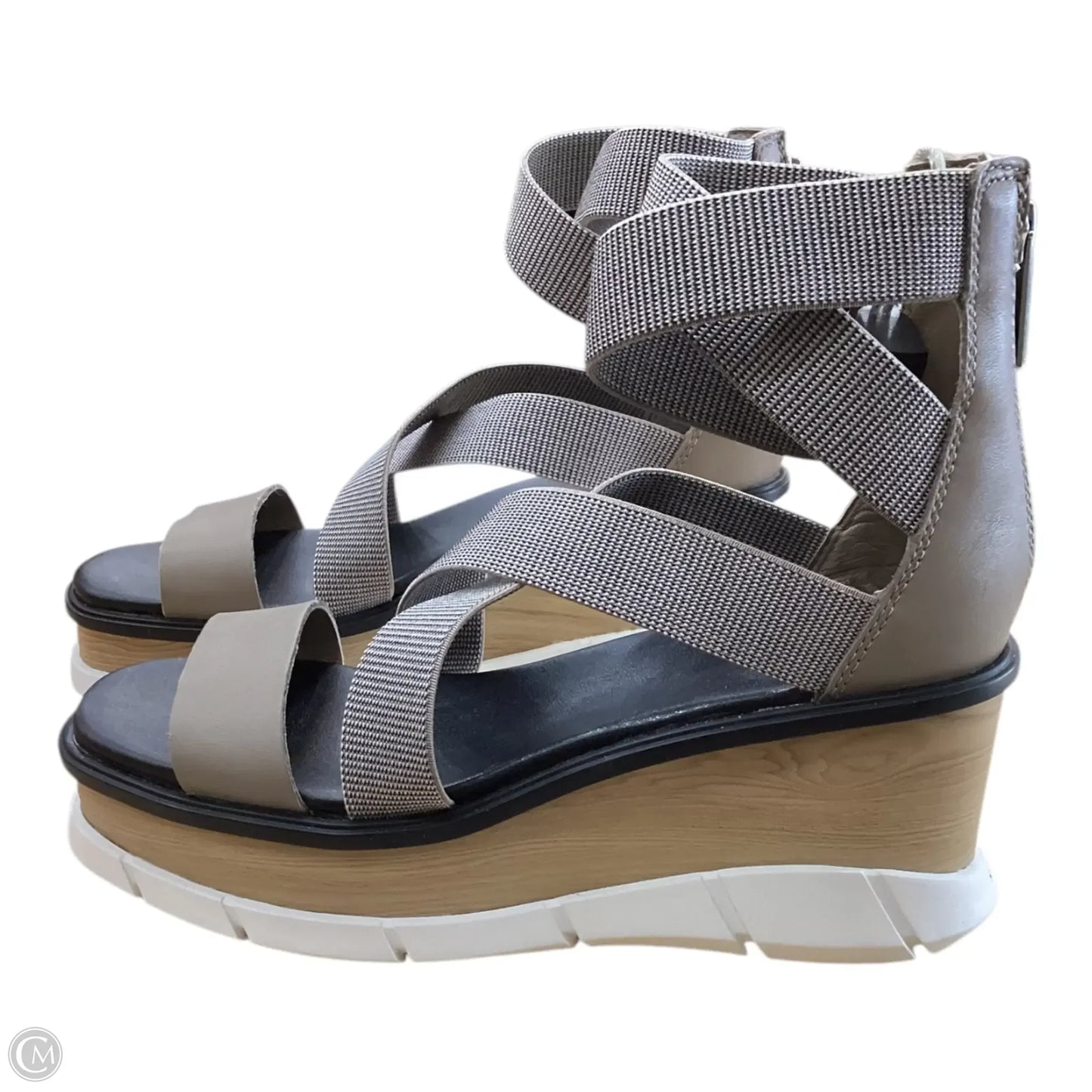 Sandals Heels Wedge By Sorel In Grey & Tan, Size: 7.5