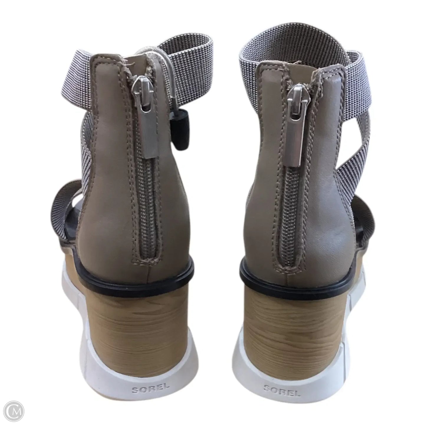 Sandals Heels Wedge By Sorel In Grey & Tan, Size: 7.5