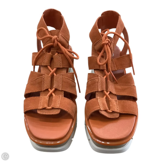 Sandals Heels Wedge By Sorel In Orange, Size: 7.5