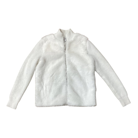 Jacket Faux Fur & Sherpa By Liz Claiborne In White, Size: S