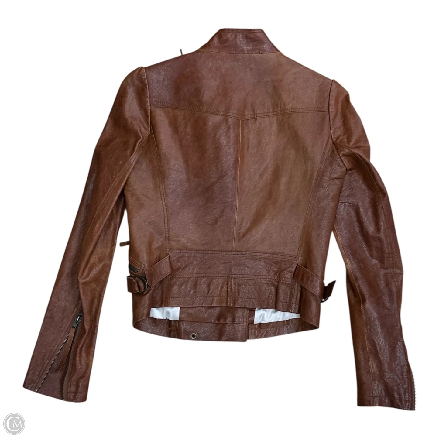 Jacket Leather By Clothes Mentor In Brown, Size: Xs