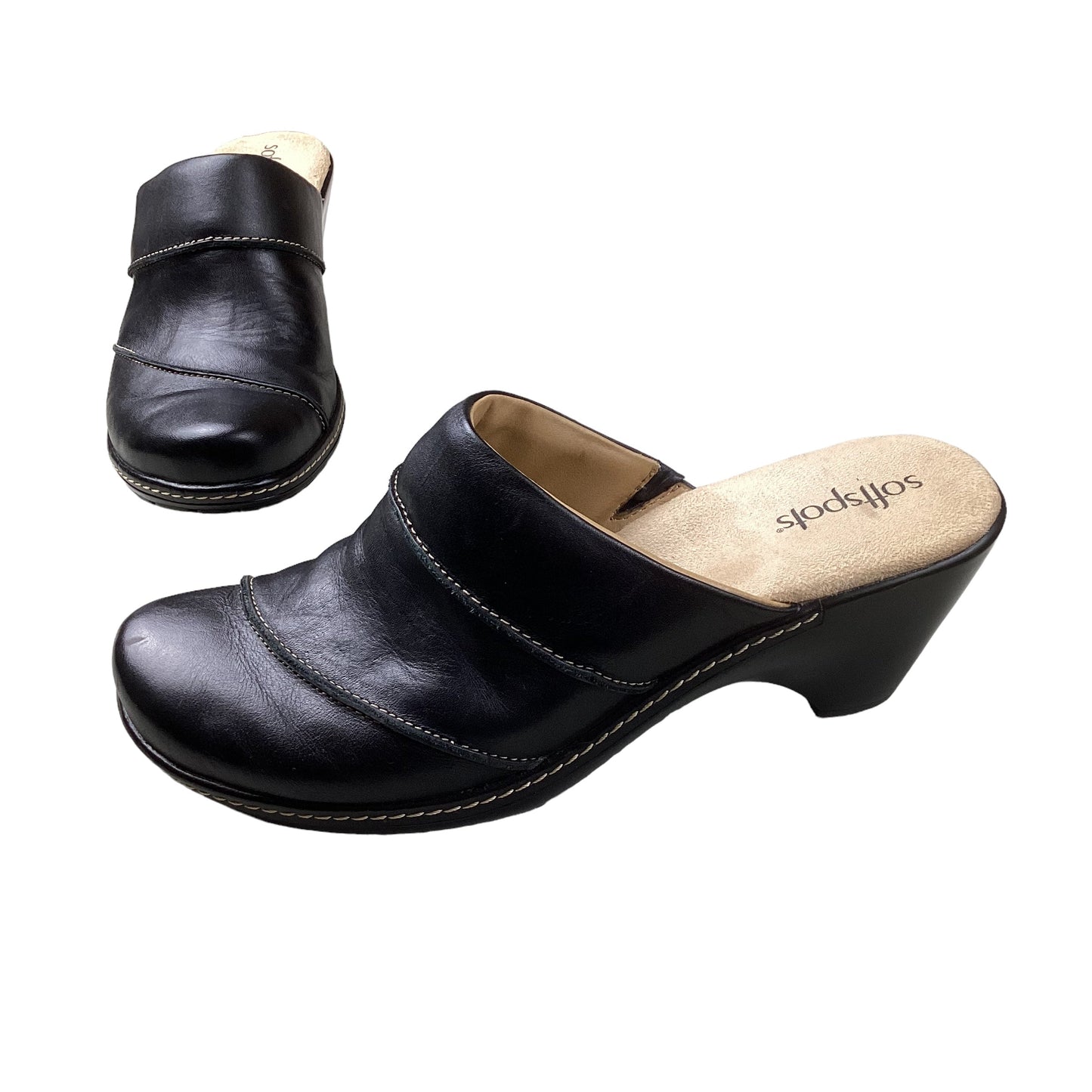 Black Shoes Heels Wedge Softspots, Size 9