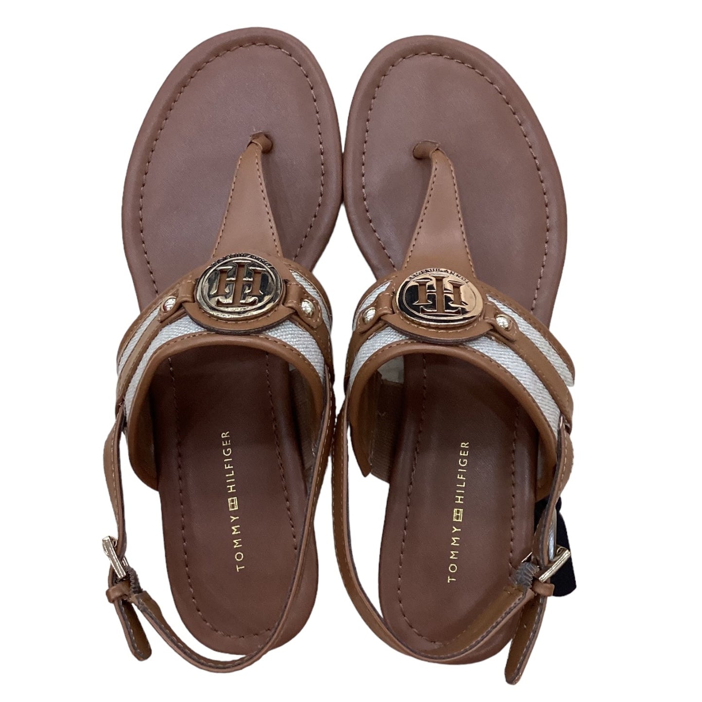 Brown Sandals Flats Tommy Hilfiger, Size 7.5