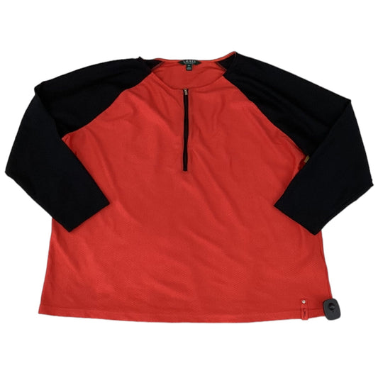 Black & Red Top Long Sleeve Designer Lauren By Ralph Lauren, Size 3x