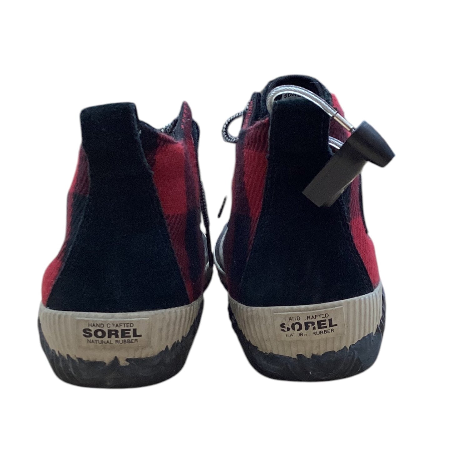 Boots Designer By Sorel In Black & Red, Size: 10