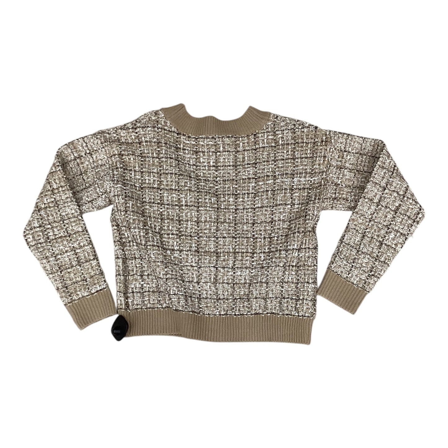 Sweater Cardigan By Jessica Simpson In Brown & Cream, Size: S