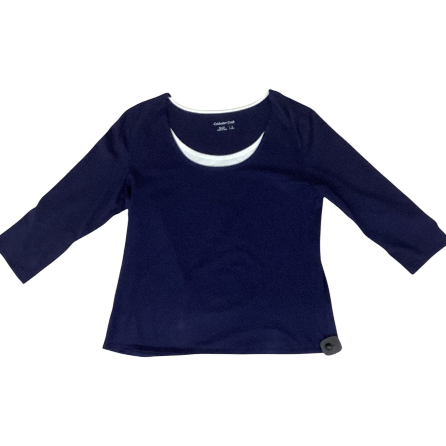 Top Long Sleeve By Coldwater Creek In Blue & White, Size: L