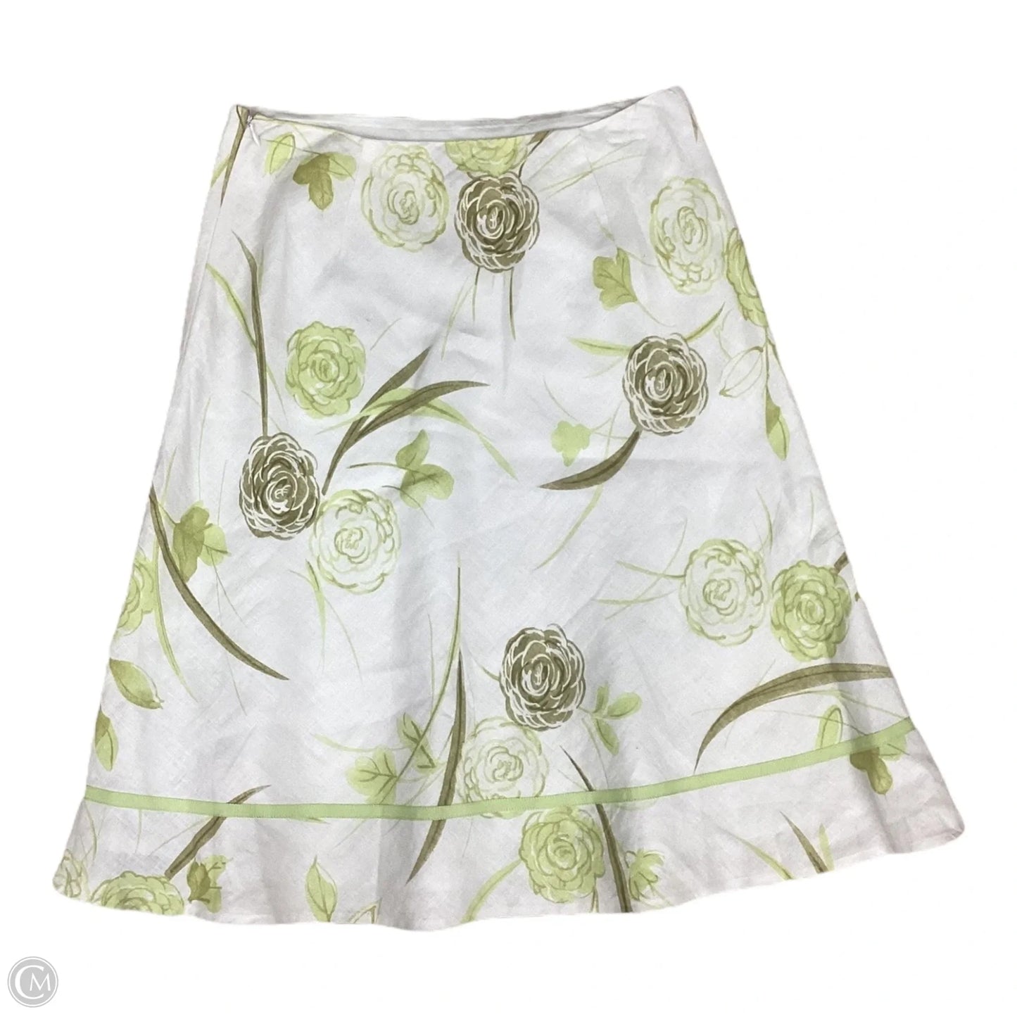 Skirt Midi By Loft In Green & White, Size: Xs