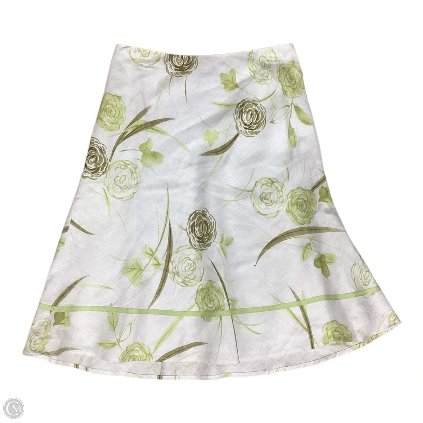 Skirt Midi By Loft In Green & White, Size: Xs