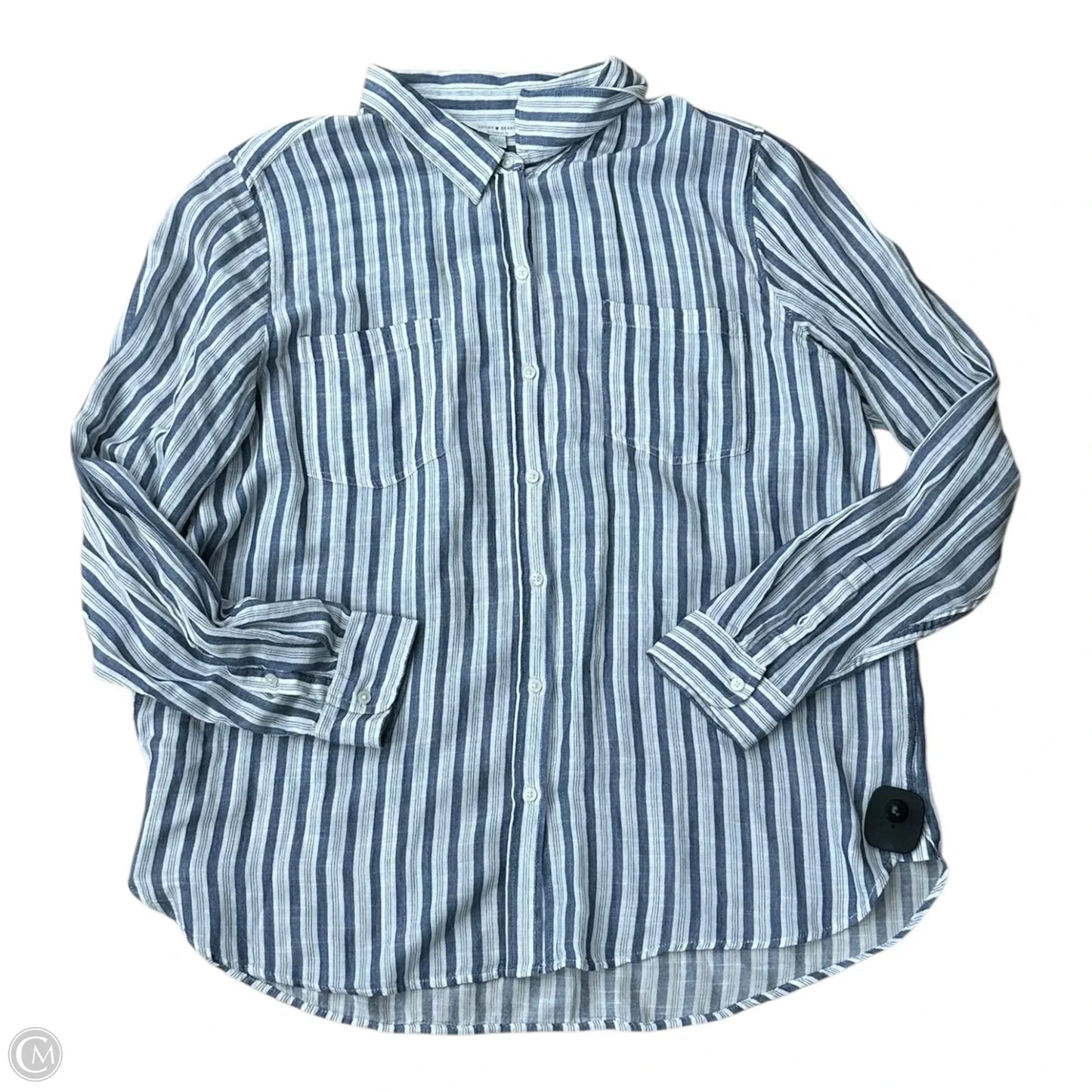 Top Long Sleeve By Lucky Brand In Blue & Cream, Size: Xl