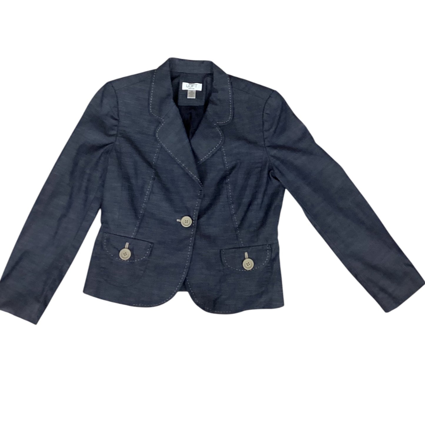 Blazer By Loft In Blue Denim, Size: 10petite