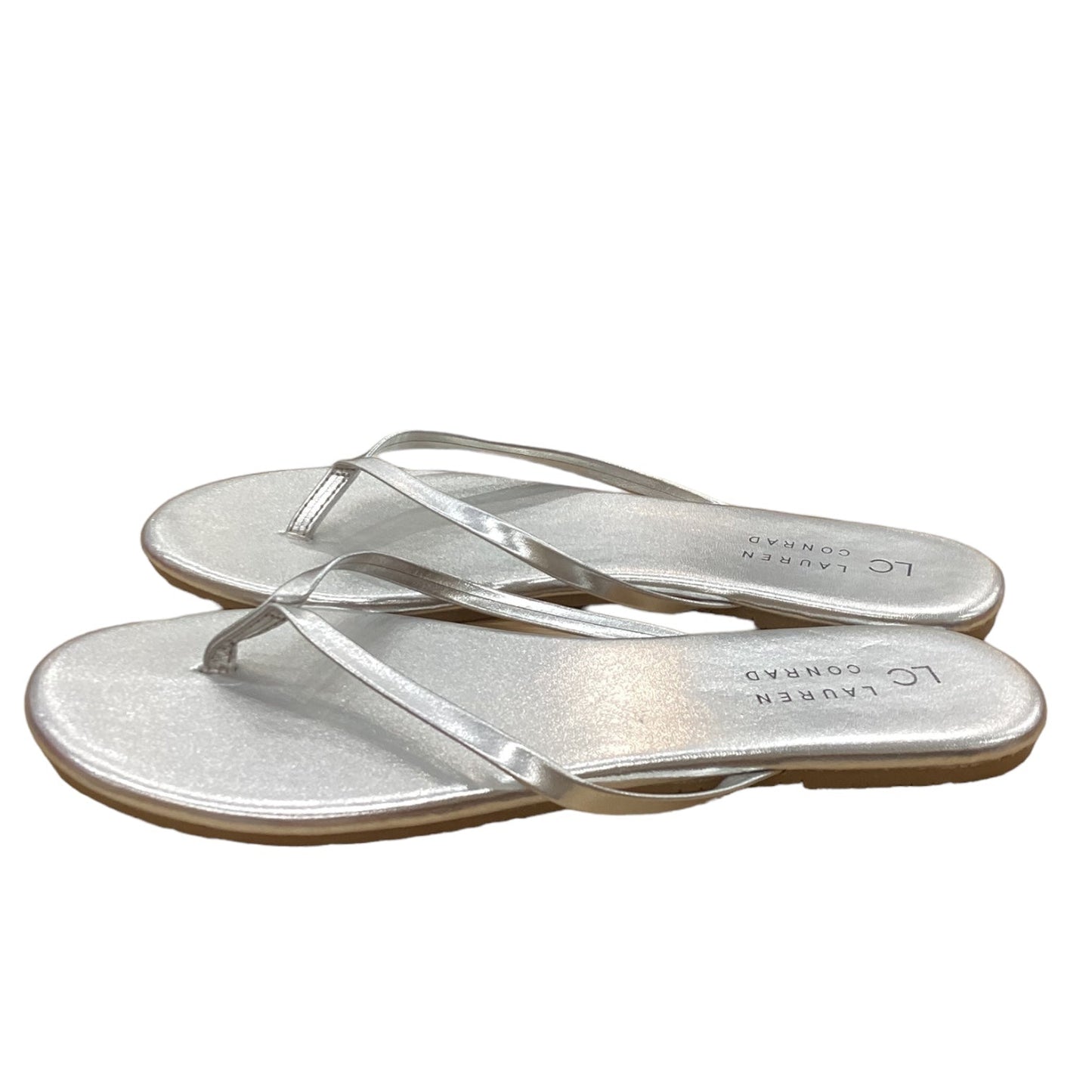 Silver Sandals Flip Flops Cmc, Size 8