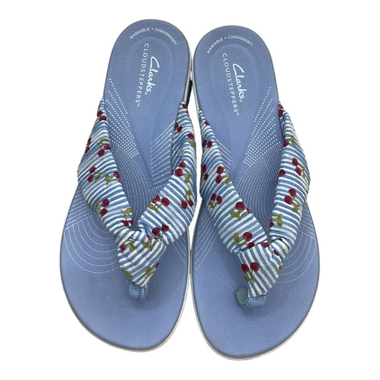 Blue Sandals Flip Flops Clarks, Size 8