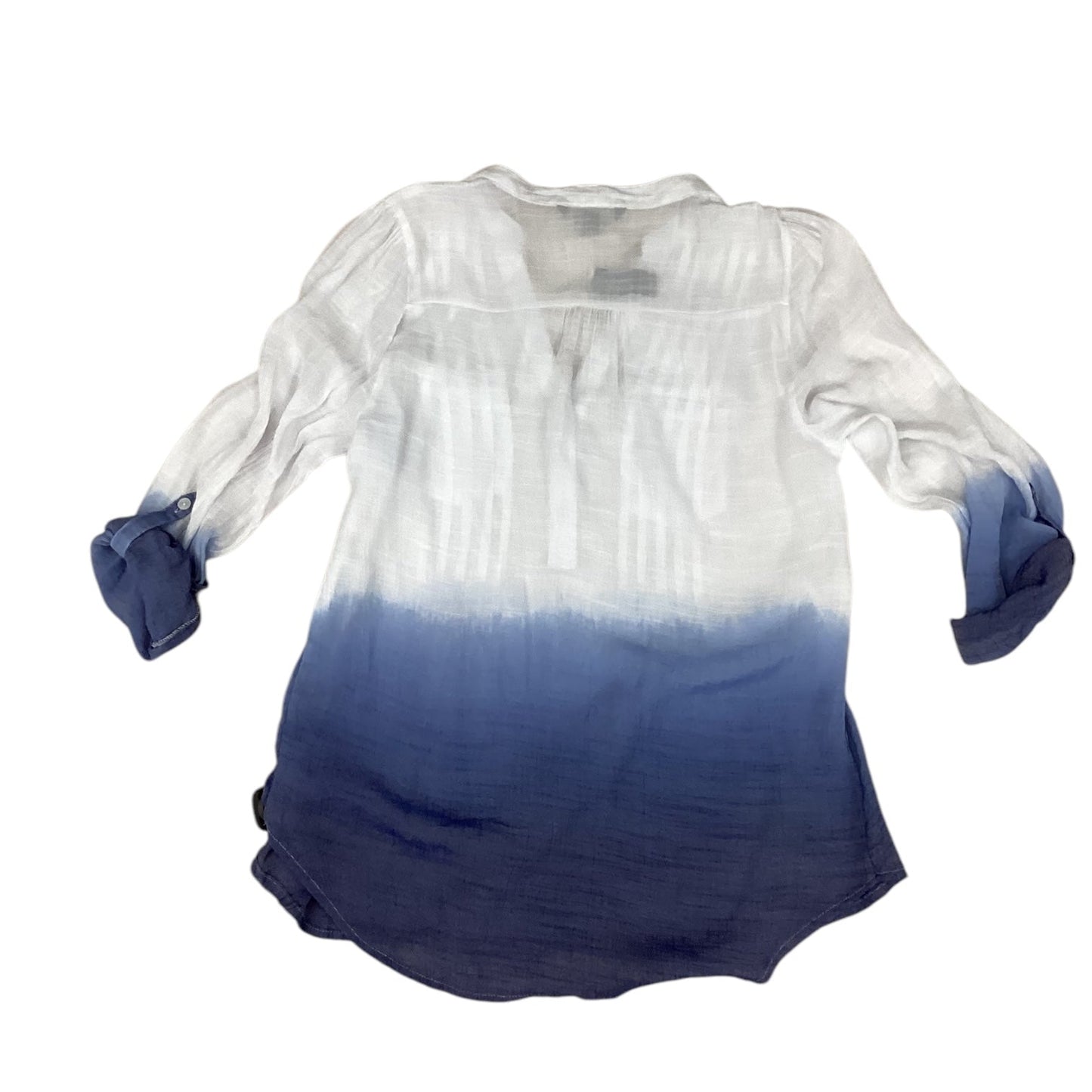 Top Long Sleeve By Zac And Rachel In Blue & White, Size: L