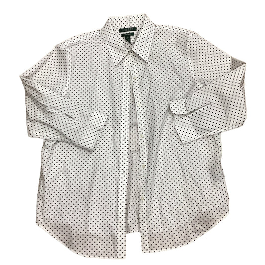 Polkadot Pattern Top Long Sleeve Lauren By Ralph Lauren, Size Xl