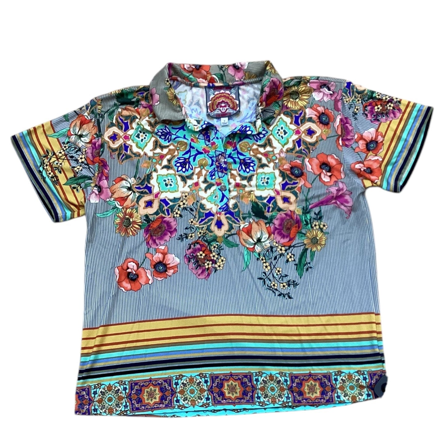 Top Short Sleeve Designer By Johnny Was In Multi-colored, Size: S