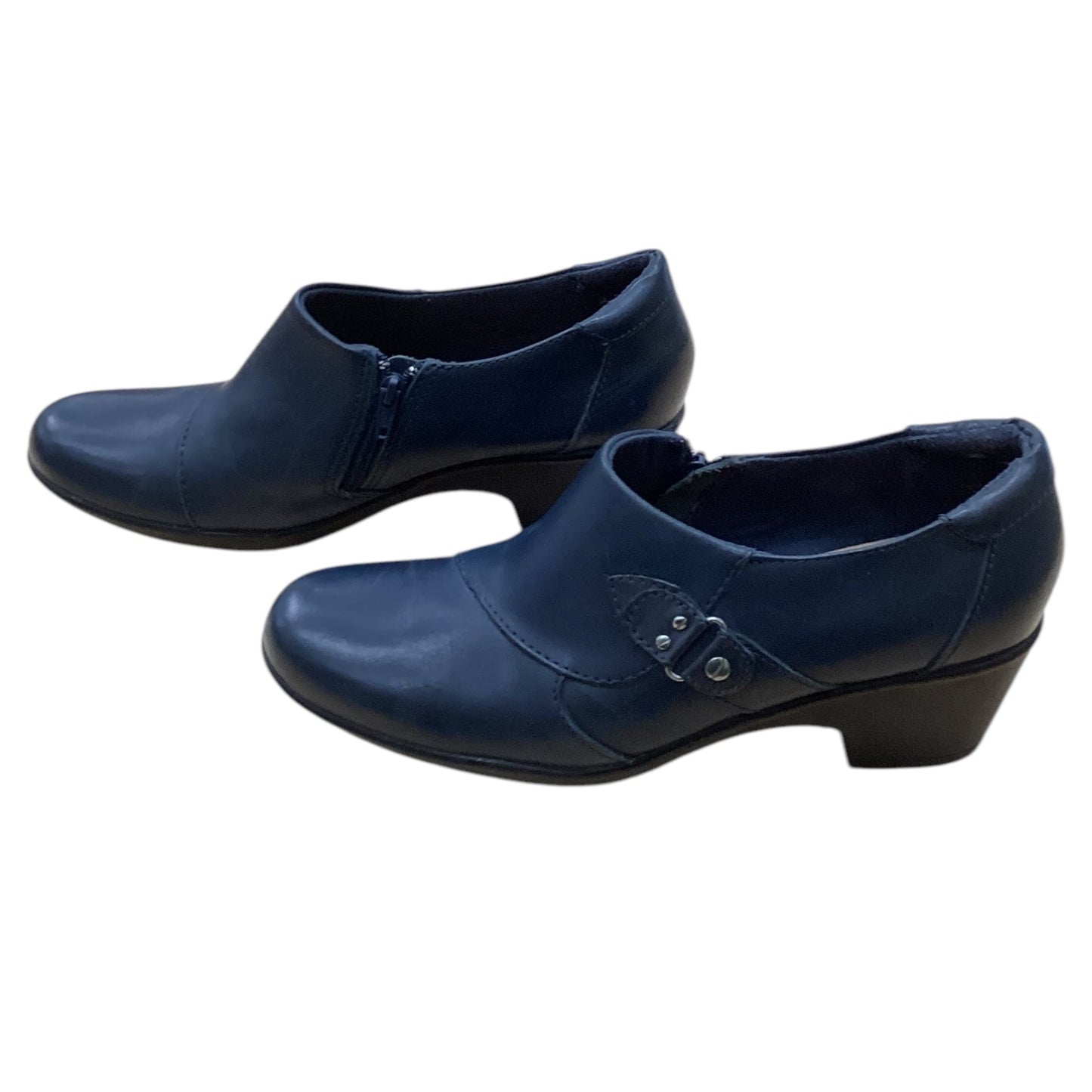 Boots Ankle Heels By Clarks In Navy, Size: 9