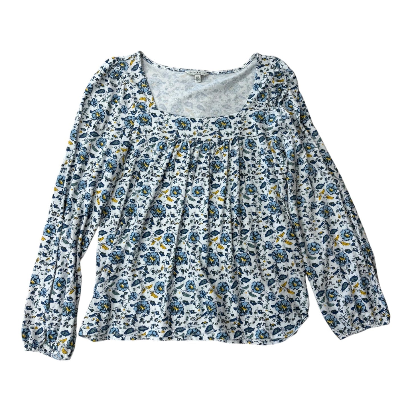 Top Long Sleeve By Lucky Brand In Blue & White, Size: M