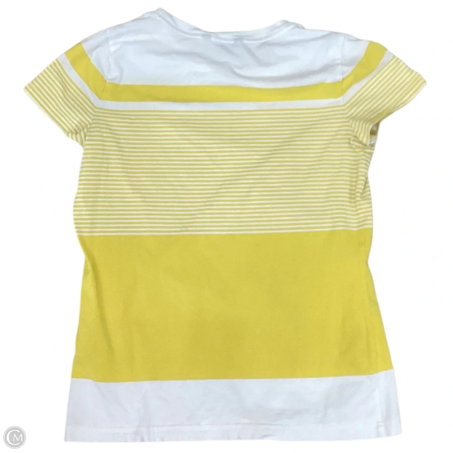 Top Short Sleeve By Lauren By Ralph Lauren In White & Yellow, Size: M