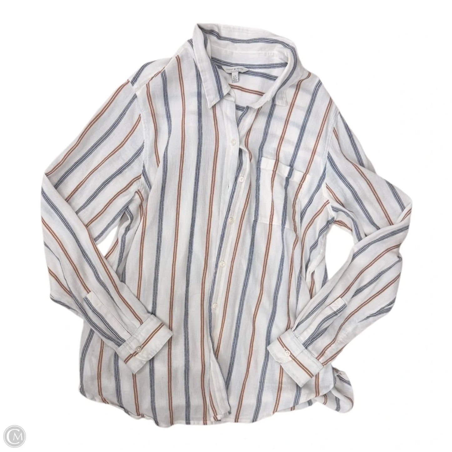 Top Long Sleeve By Lucky Brand In Striped Pattern, Size: L