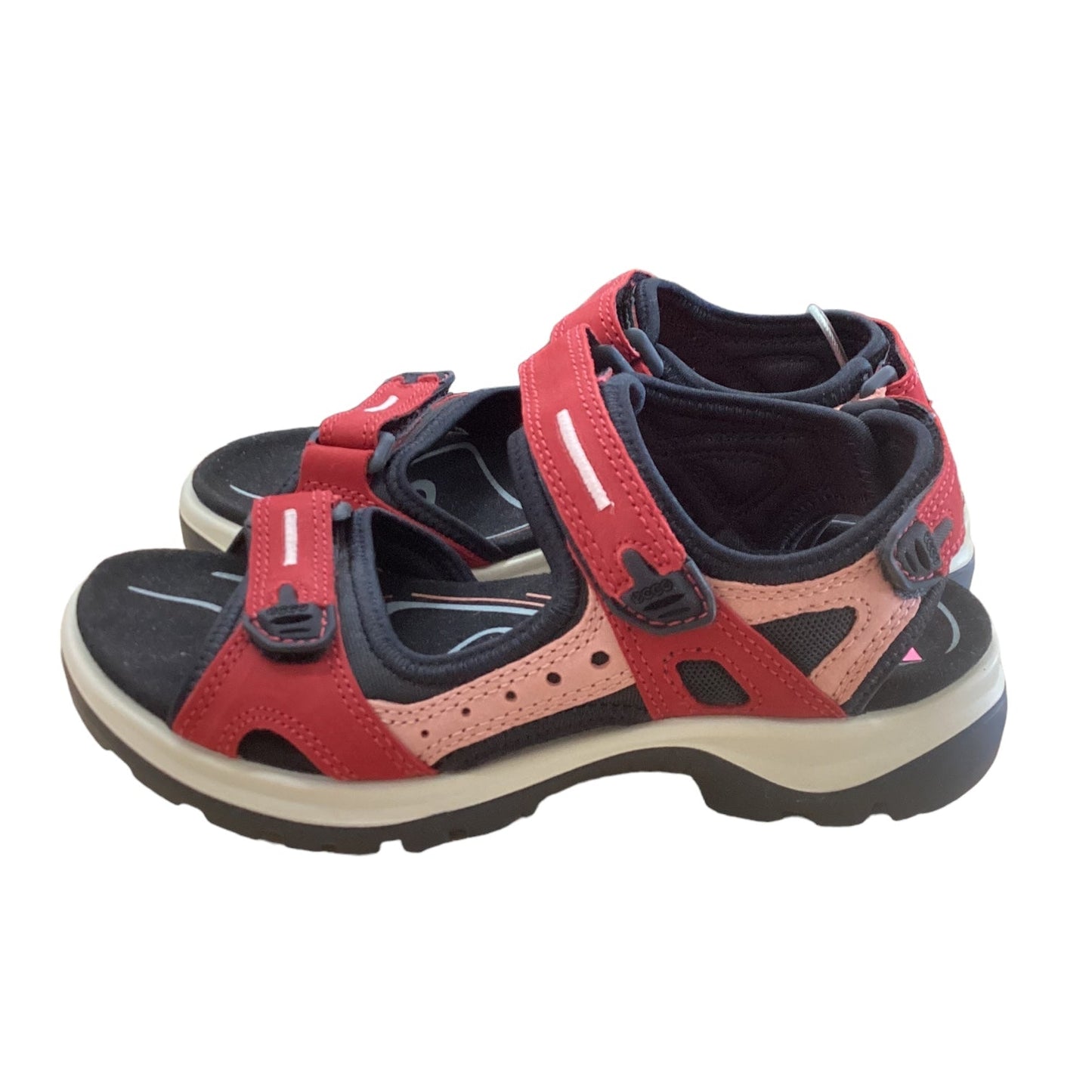 Black & Red Sandals Flats Ecco, Size 5.5