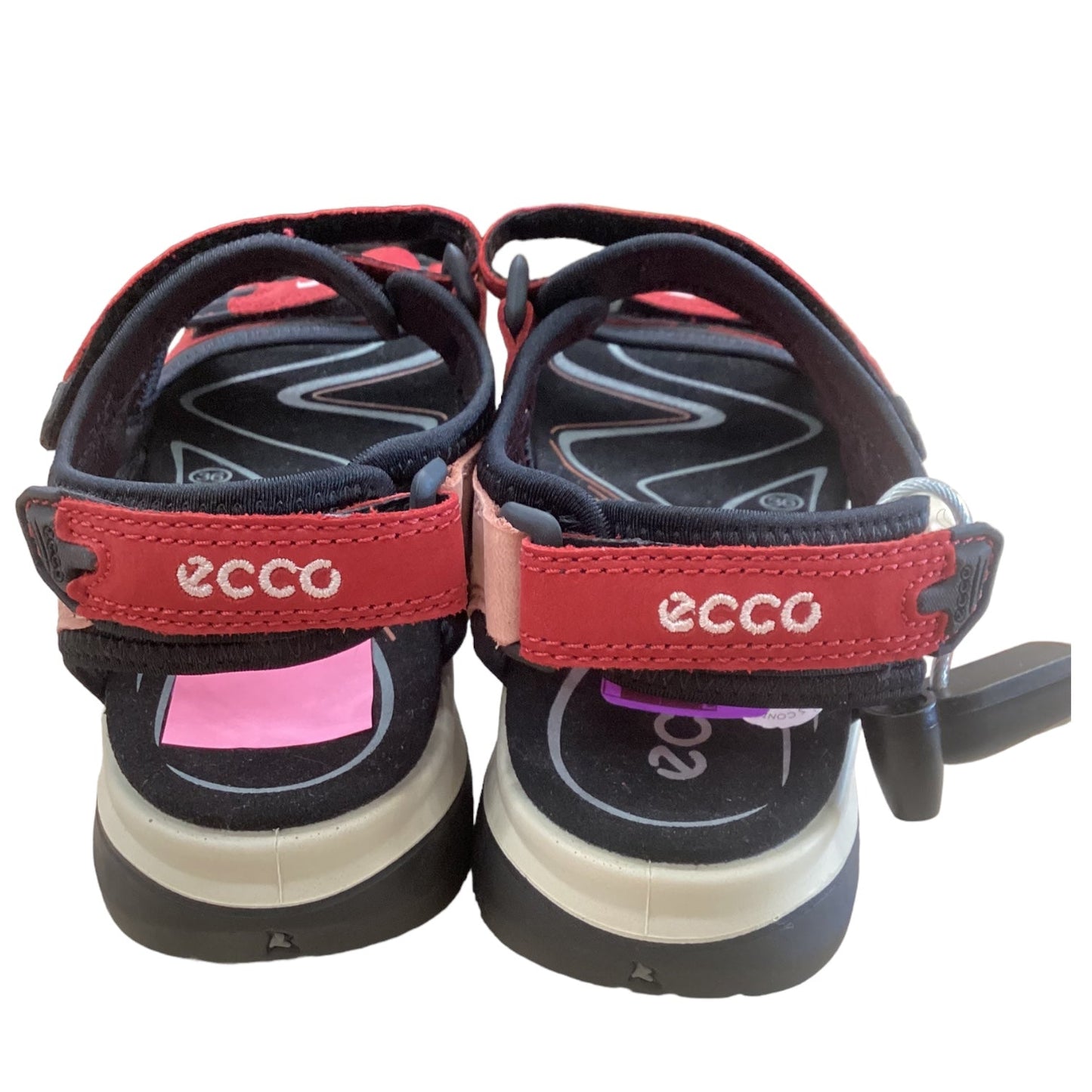 Black & Red Sandals Flats Ecco, Size 5.5
