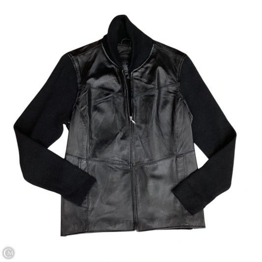 Jacket Leather By Jaclyn Smith In Black, Size: L