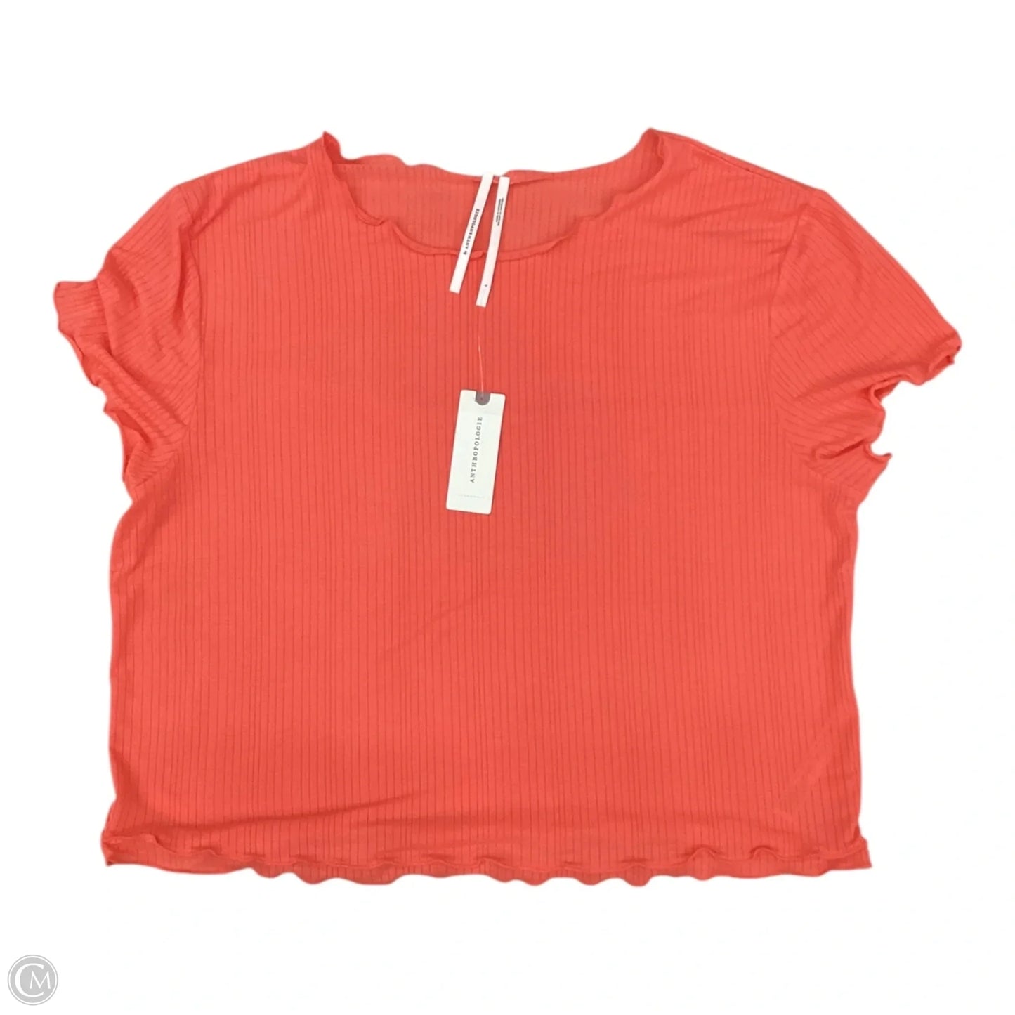 Top Short Sleeve By Anthropologie In Peach, Size: L