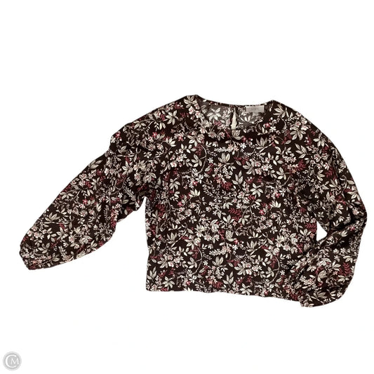 Blouse Long Sleeve By Loft In Floral Print, Size: L