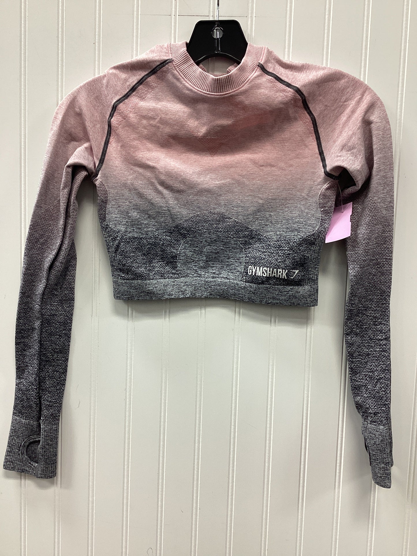 Athletic Top Ls Collar By Gym Shark In Grey & Pink, Size:S